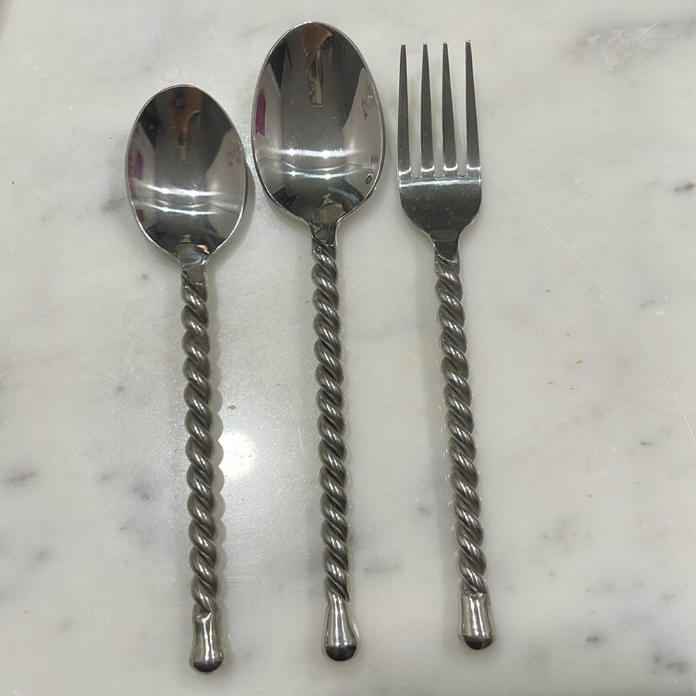 New Gourmet Settings Silver Tear 3 pcs Stainless Flatware